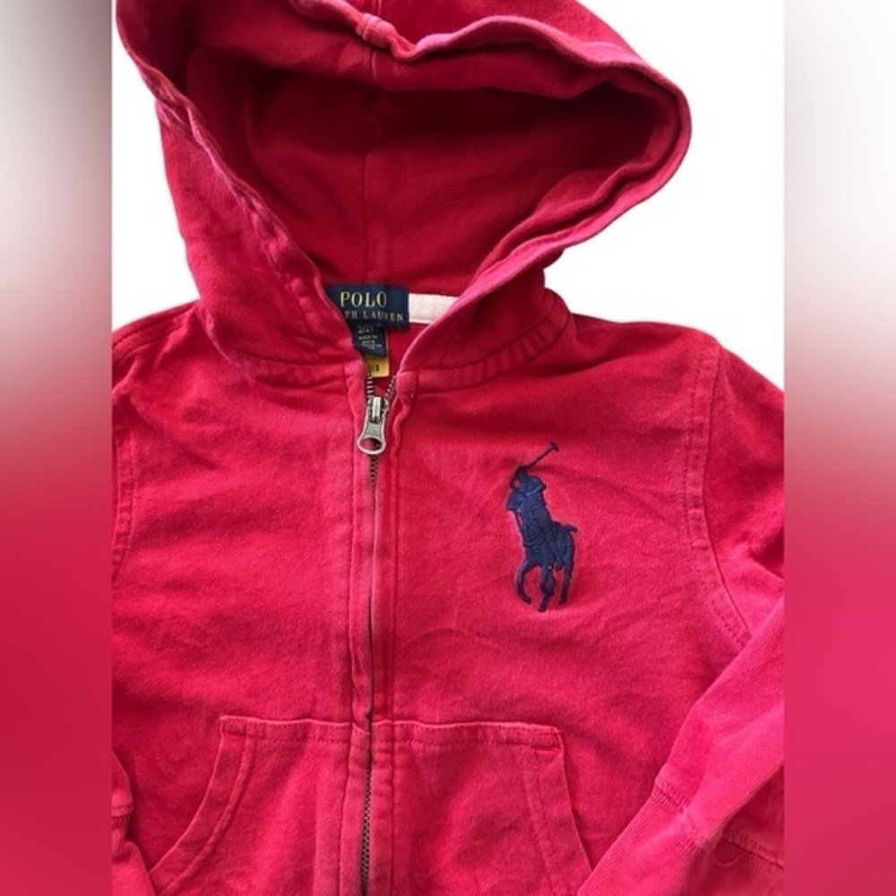 Polo Ralph Lauren Full Zip Jacket - Baby Size 2T - Red Blue - Needs Small Repair
